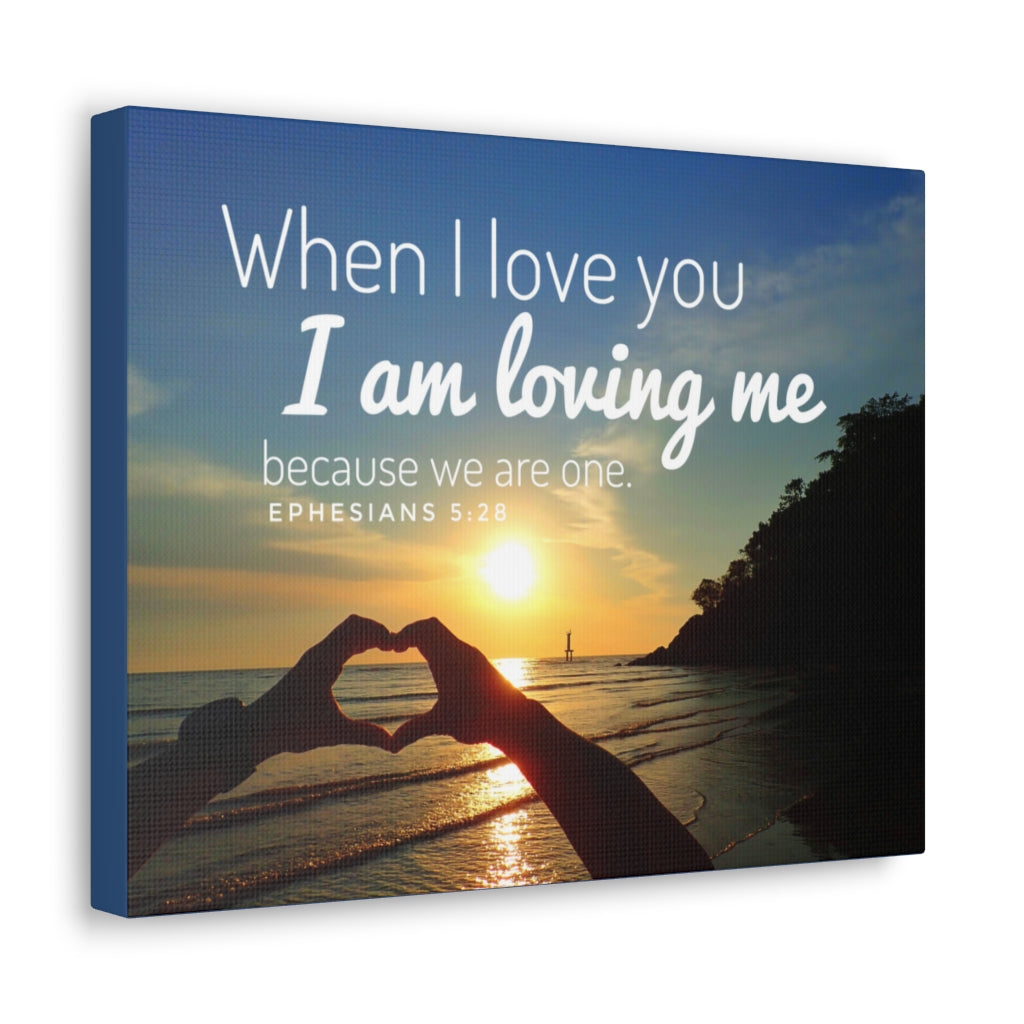 Scripture Walls I Am Loving Me Ephesians 5:28 Bible Verse Canvas Christian Wall Art Ready to Hang Unframed-Express Your Love Gifts