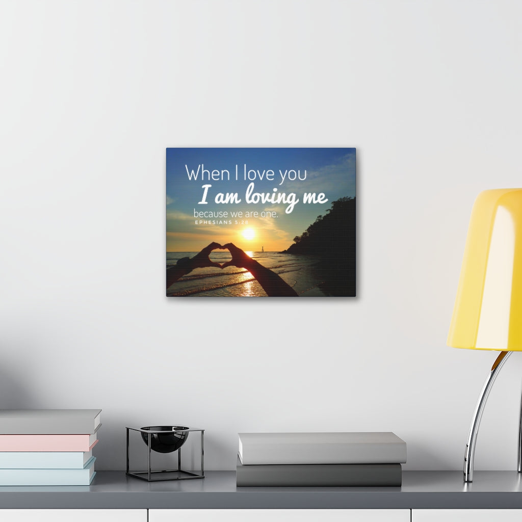 Scripture Walls I Am Loving Me Ephesians 5:28 Bible Verse Canvas Christian Wall Art Ready to Hang Unframed-Express Your Love Gifts