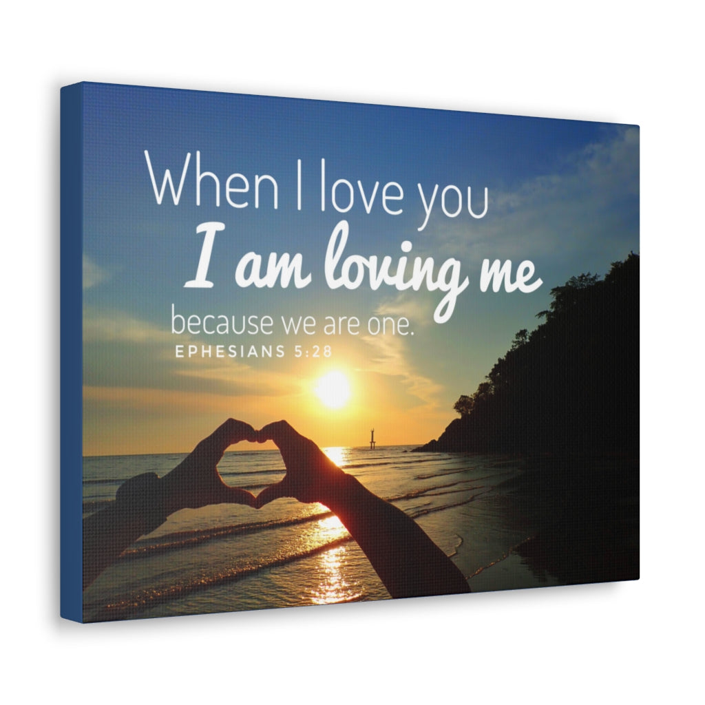 Scripture Walls I Am Loving Me Ephesians 5:28 Bible Verse Canvas Christian Wall Art Ready to Hang Unframed-Express Your Love Gifts