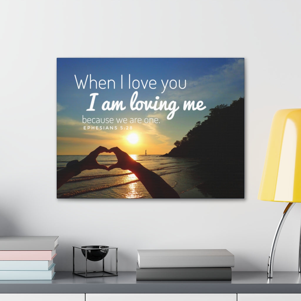 Scripture Walls I Am Loving Me Ephesians 5:28 Bible Verse Canvas Christian Wall Art Ready to Hang Unframed-Express Your Love Gifts