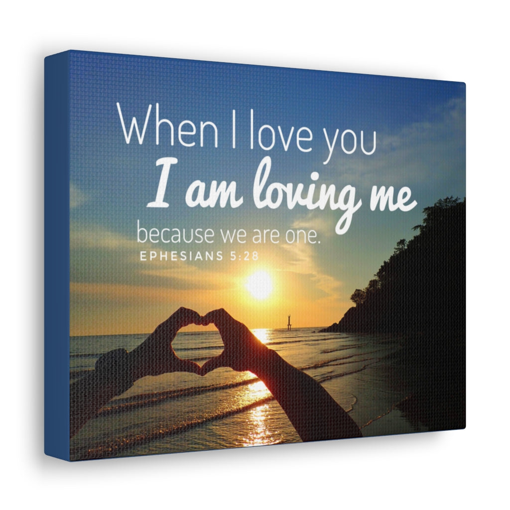 Scripture Walls I Am Loving Me Ephesians 5:28 Bible Verse Canvas Christian Wall Art Ready to Hang Unframed-Express Your Love Gifts