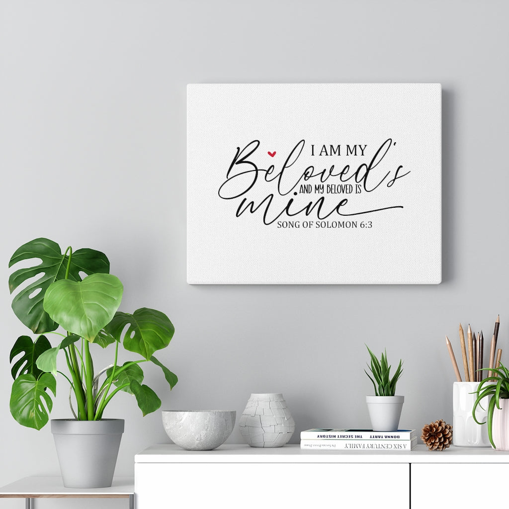 Scripture Walls I Am My Beloved Song Of Solomon 6:3 Bible Verse Canvas Christian Wall Art Ready to Hang Unframed-Express Your Love Gifts