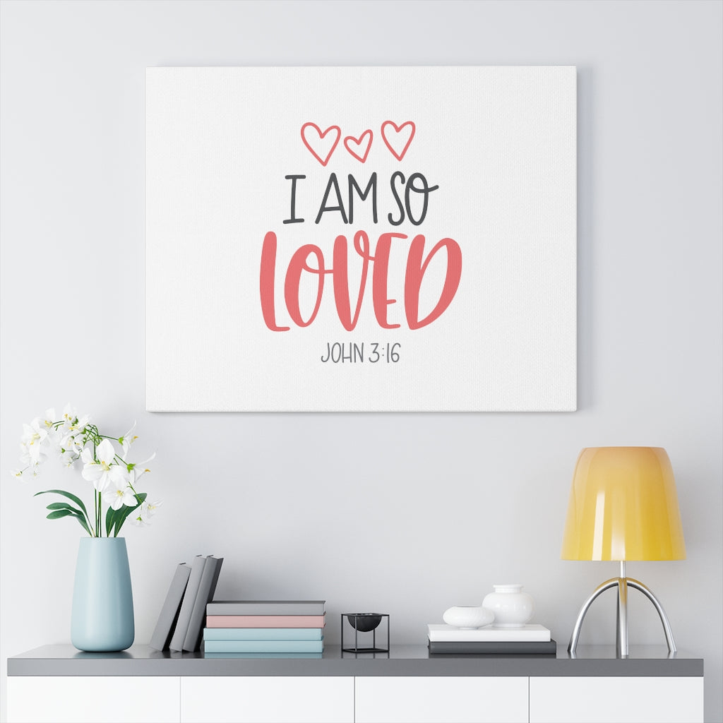 Scripture Walls I Am So Loved Hearts John 3:16 Bible Verse Canvas Christian Wall Art Ready to Hang Unframed-Express Your Love Gifts