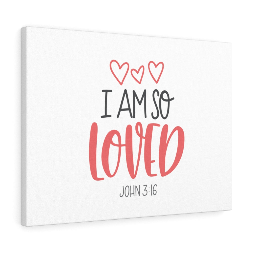 Scripture Walls I Am So Loved Hearts John 3:16 Bible Verse Canvas Christian Wall Art Ready to Hang Unframed-Express Your Love Gifts