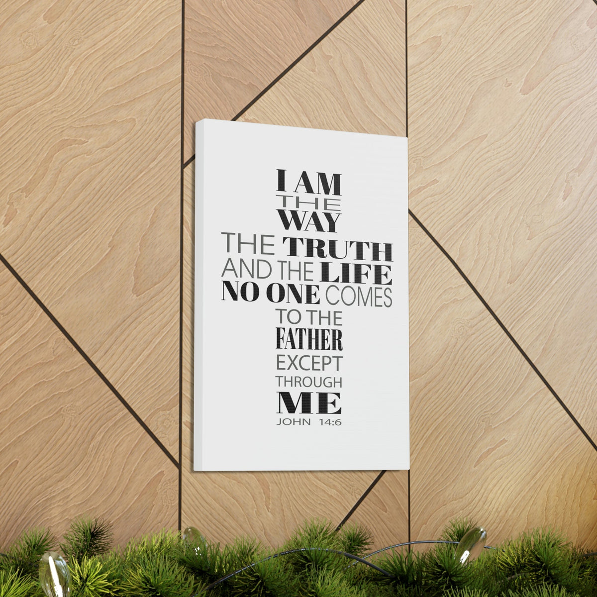Scripture Walls I Am The Way The Truth And The Life John 14:6 Cross Words Bible Verse Canvas Christian Wall Art Ready To Hang Unframed-Express Your Love Gifts