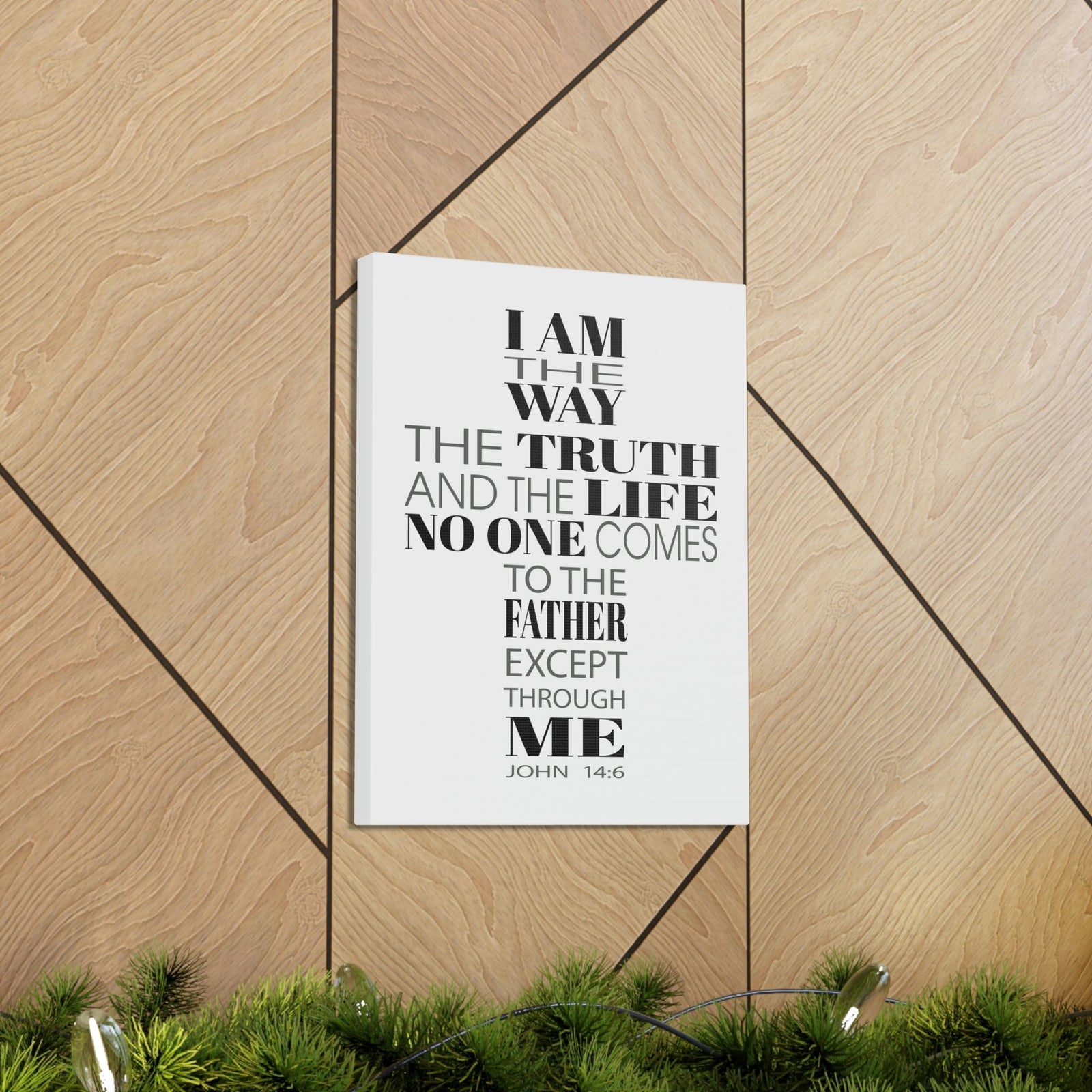 Scripture Walls I Am The Way The Truth And The Life John 14:6 Cross Words Bible Verse Canvas Christian Wall Art Ready To Hang Unframed-Express Your Love Gifts