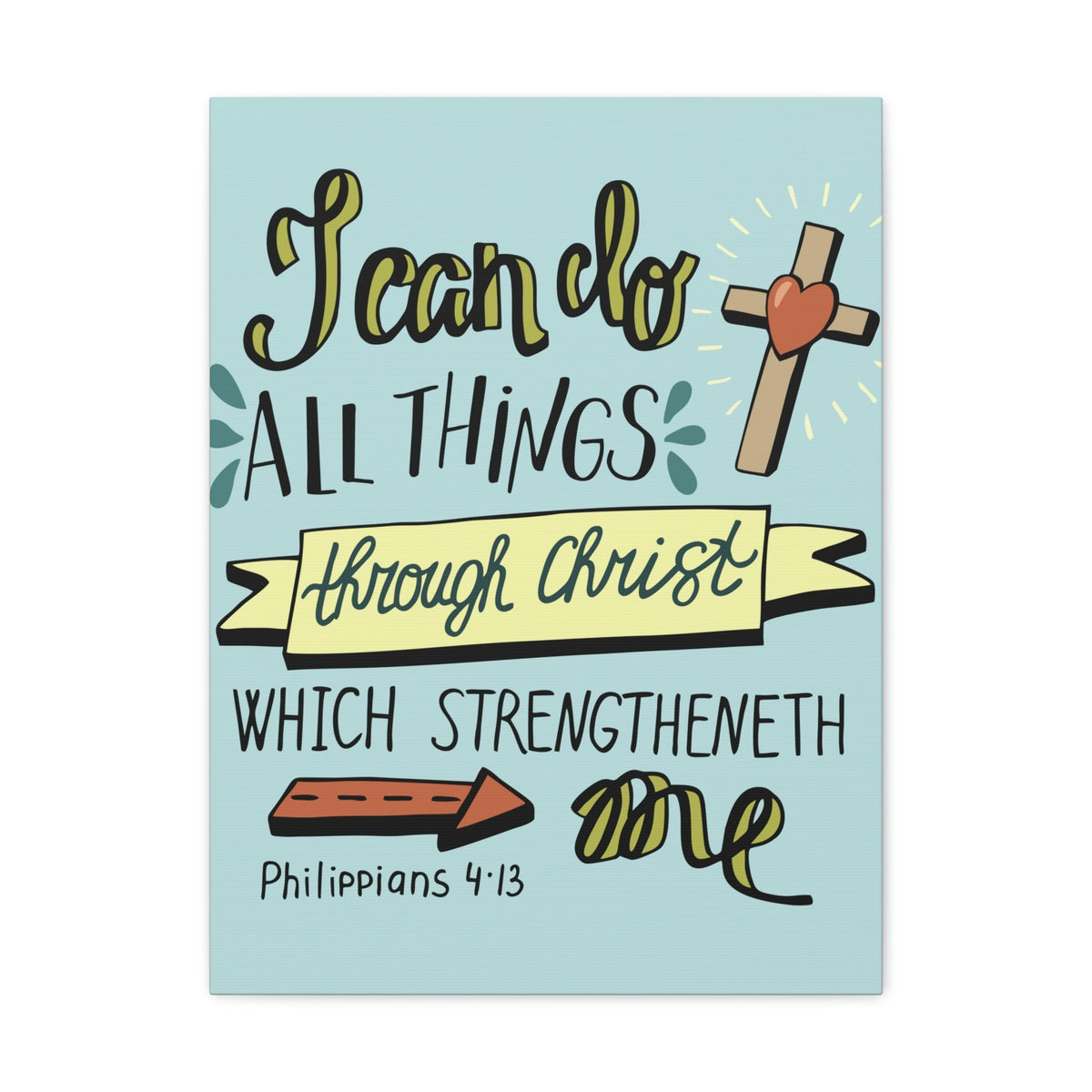 Scripture Walls I Can Do All Things Philippians 4:13 Colored Bible Verse Canvas Christian Wall Art Ready To Hang Unframed-Express Your Love Gifts