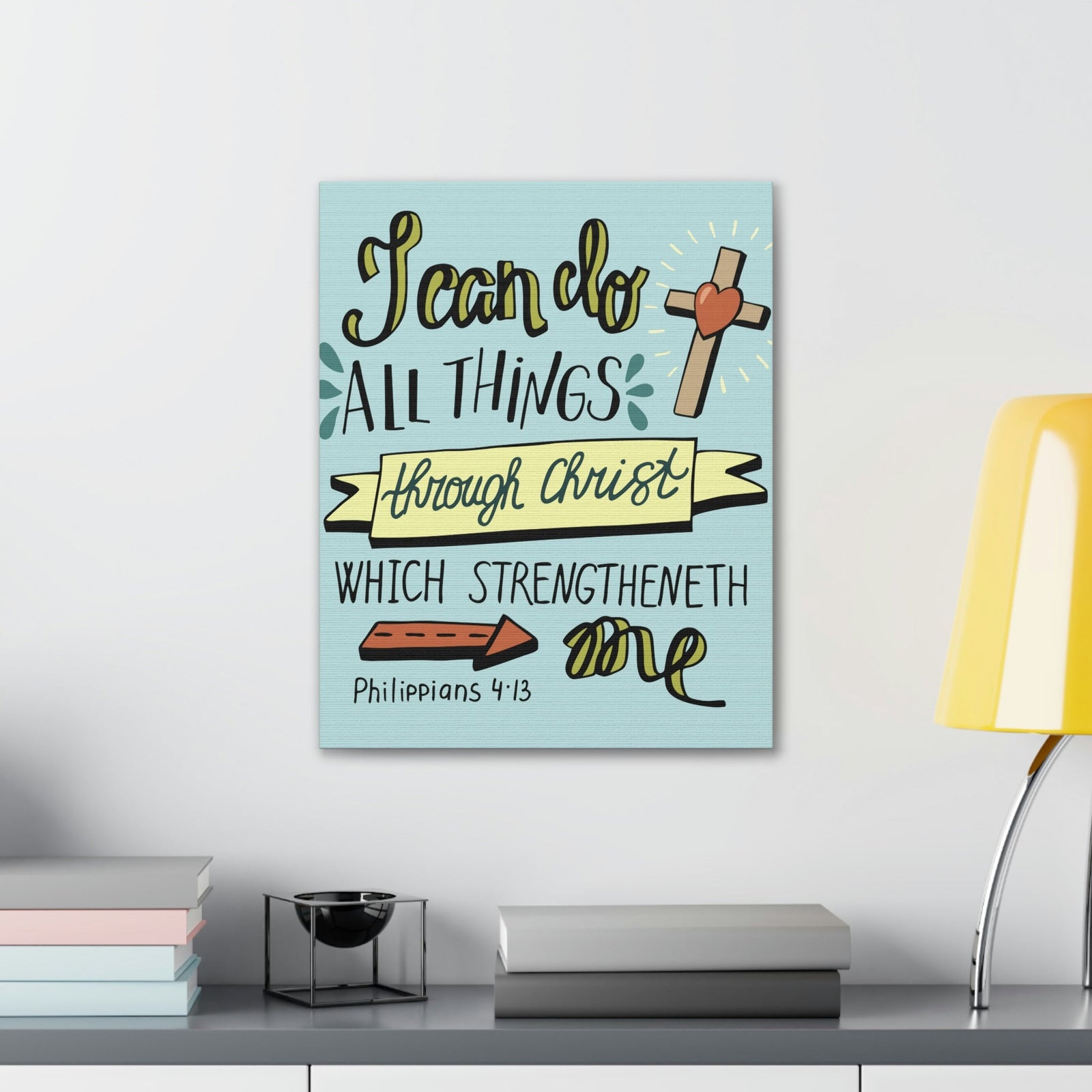 Scripture Walls I Can Do All Things Philippians 4:13 Colored Bible Verse Canvas Christian Wall Art Ready To Hang Unframed-Express Your Love Gifts