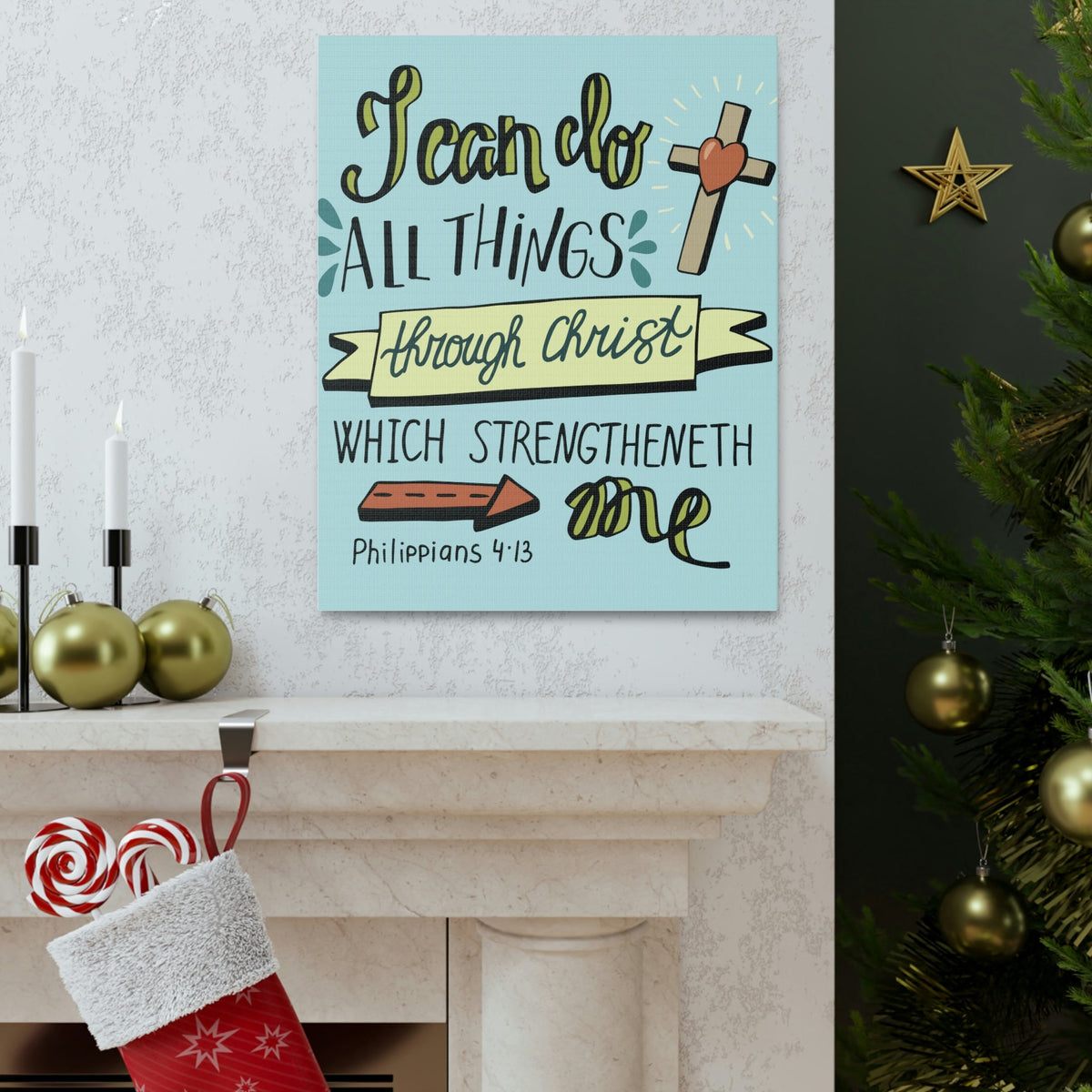 Scripture Walls I Can Do All Things Philippians 4:13 Colored Bible Verse Canvas Christian Wall Art Ready To Hang Unframed-Express Your Love Gifts