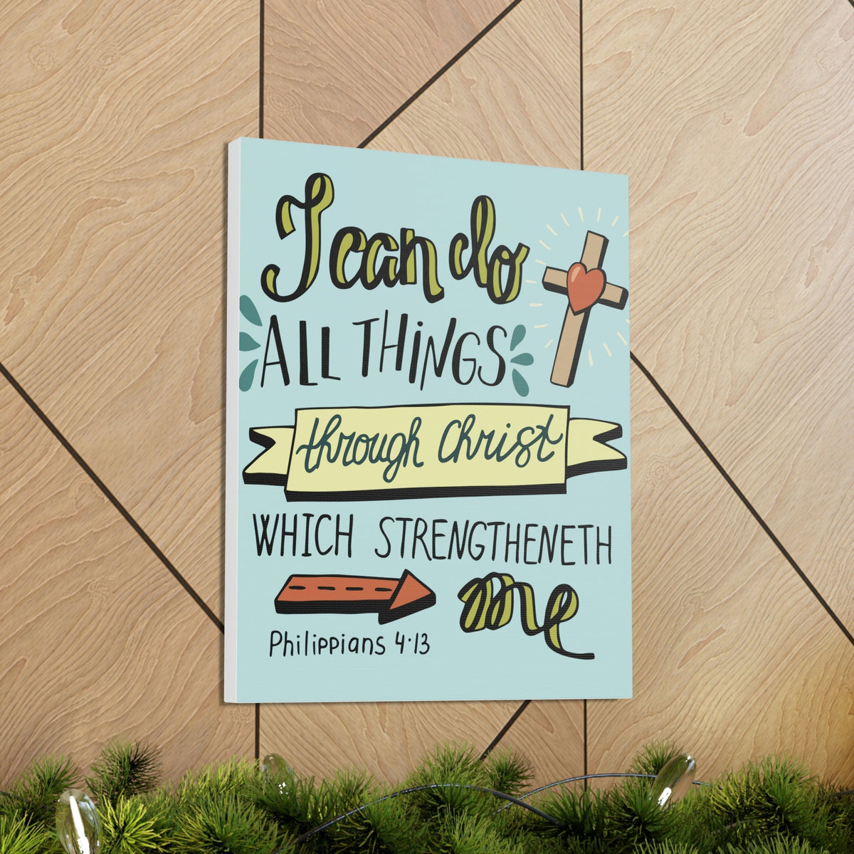 Scripture Walls I Can Do All Things Philippians 4:13 Colored Bible Verse Canvas Christian Wall Art Ready To Hang Unframed-Express Your Love Gifts