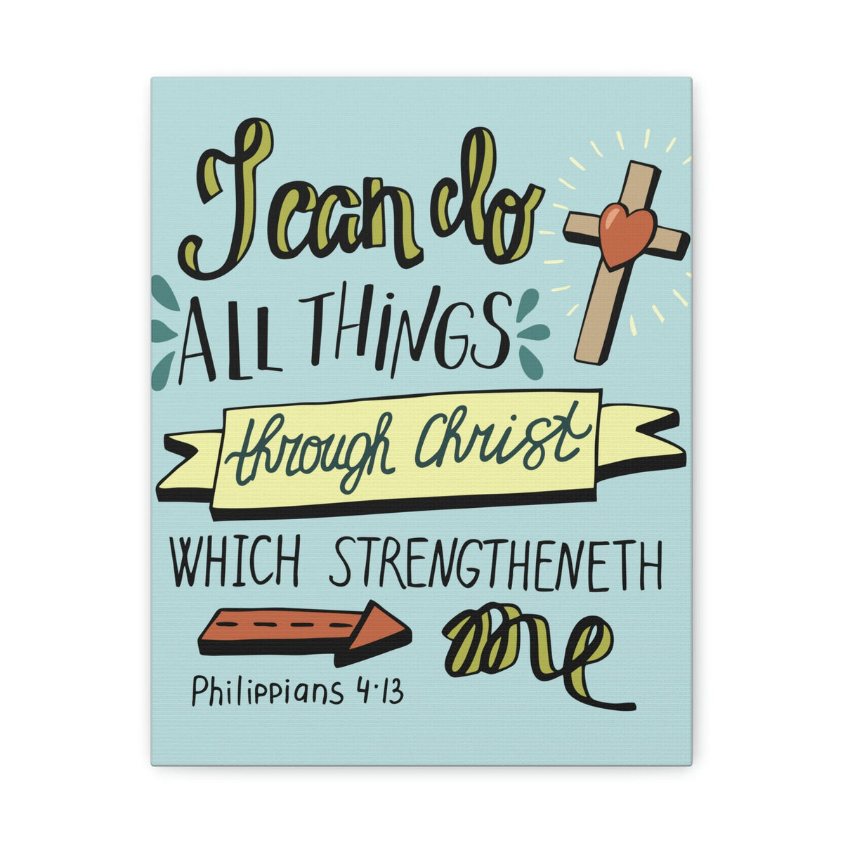 Scripture Walls I Can Do All Things Philippians 4:13 Colored Bible Verse Canvas Christian Wall Art Ready To Hang Unframed-Express Your Love Gifts