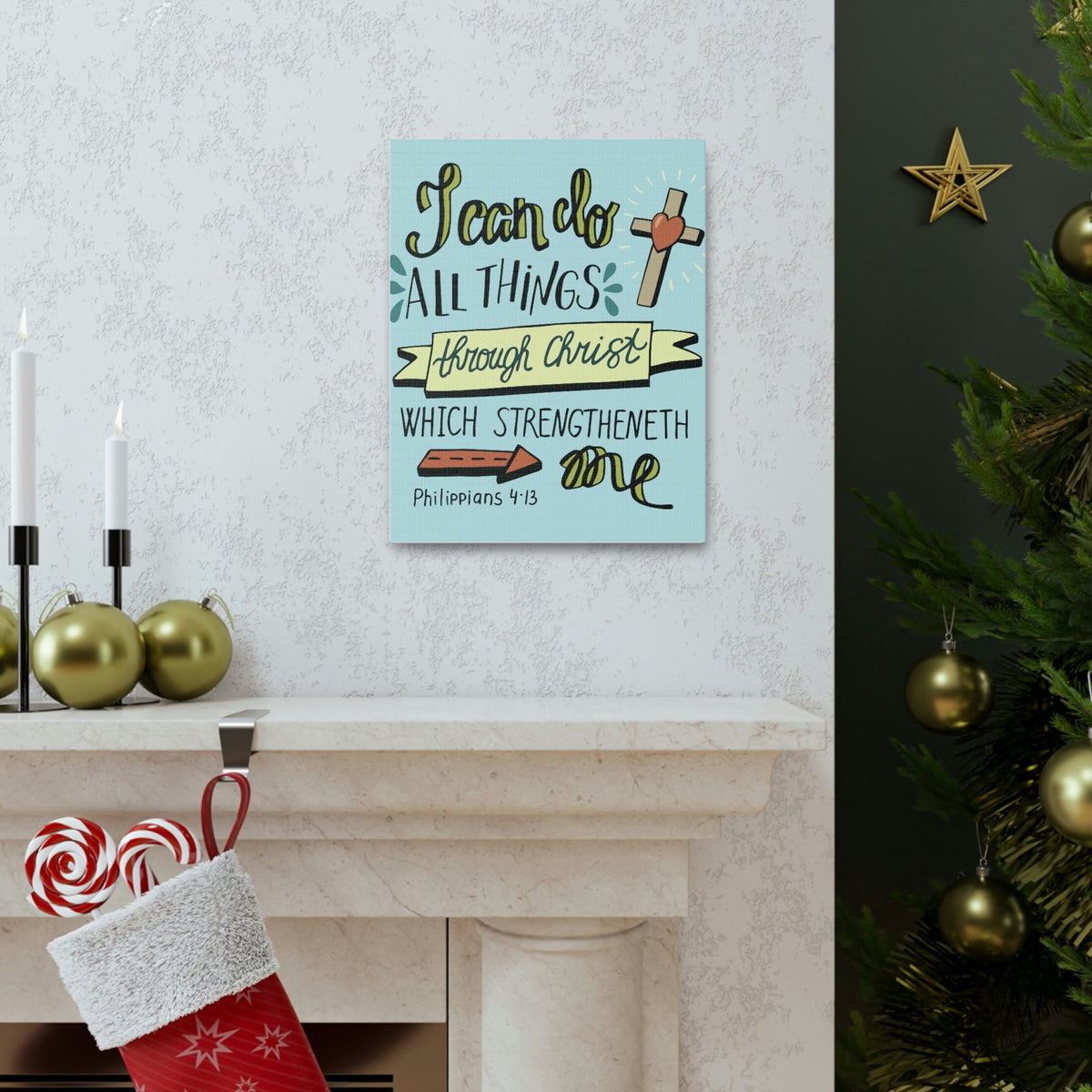 Scripture Walls I Can Do All Things Philippians 4:13 Colored Bible Verse Canvas Christian Wall Art Ready To Hang Unframed-Express Your Love Gifts