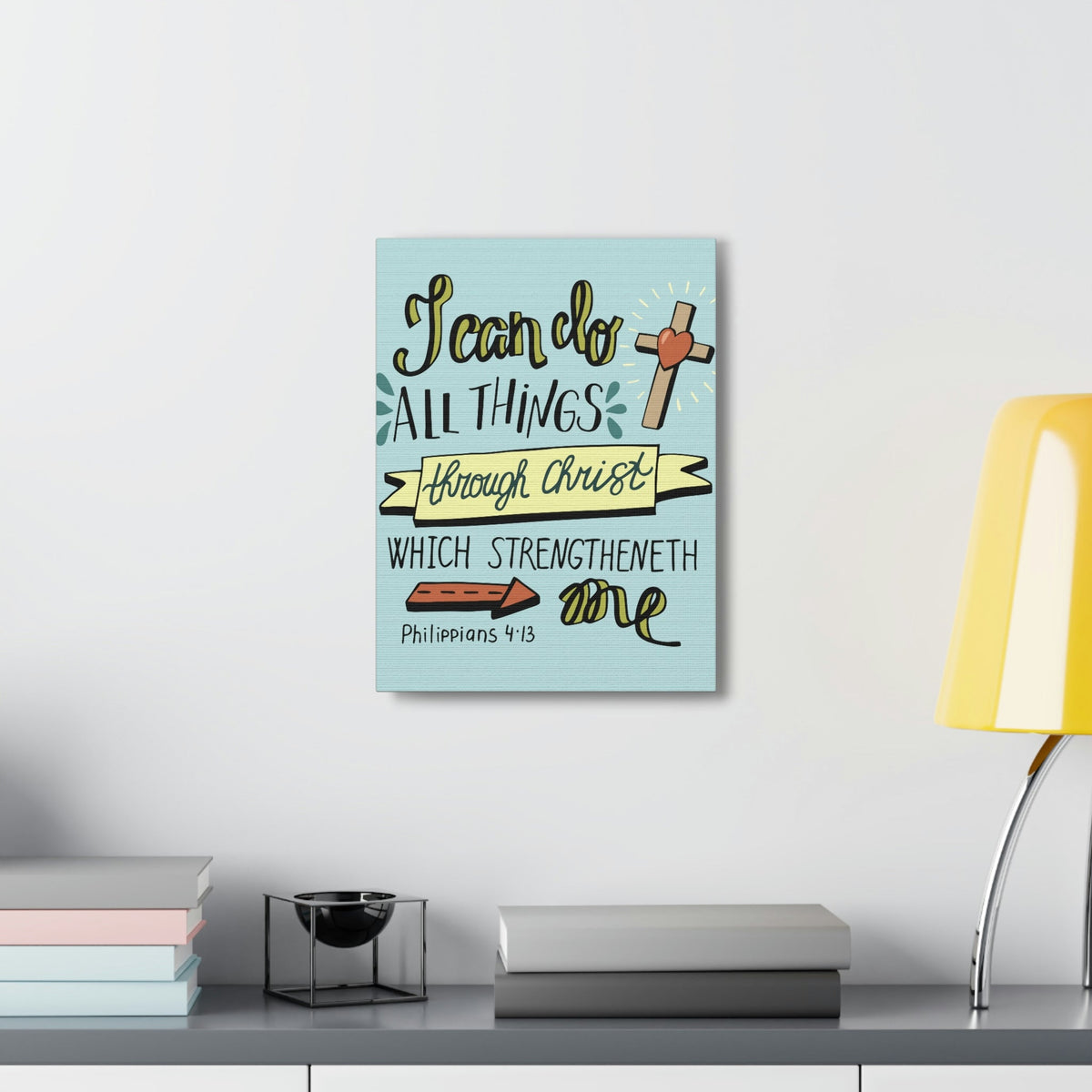 Scripture Walls I Can Do All Things Philippians 4:13 Colored Bible Verse Canvas Christian Wall Art Ready To Hang Unframed-Express Your Love Gifts