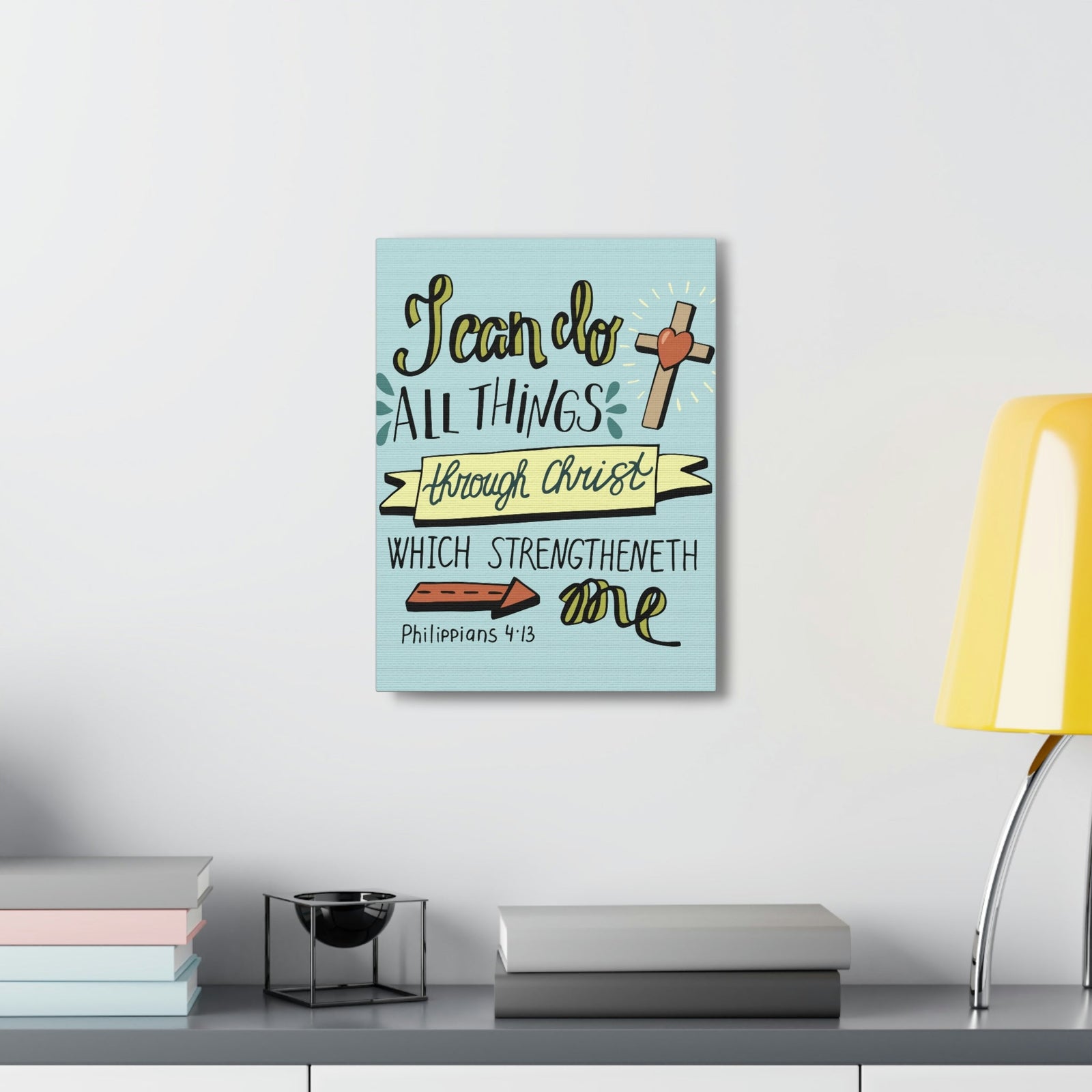 Scripture Walls I Can Do All Things Philippians 4:13 Colored Bible Verse Canvas Christian Wall Art Ready To Hang Unframed-Express Your Love Gifts