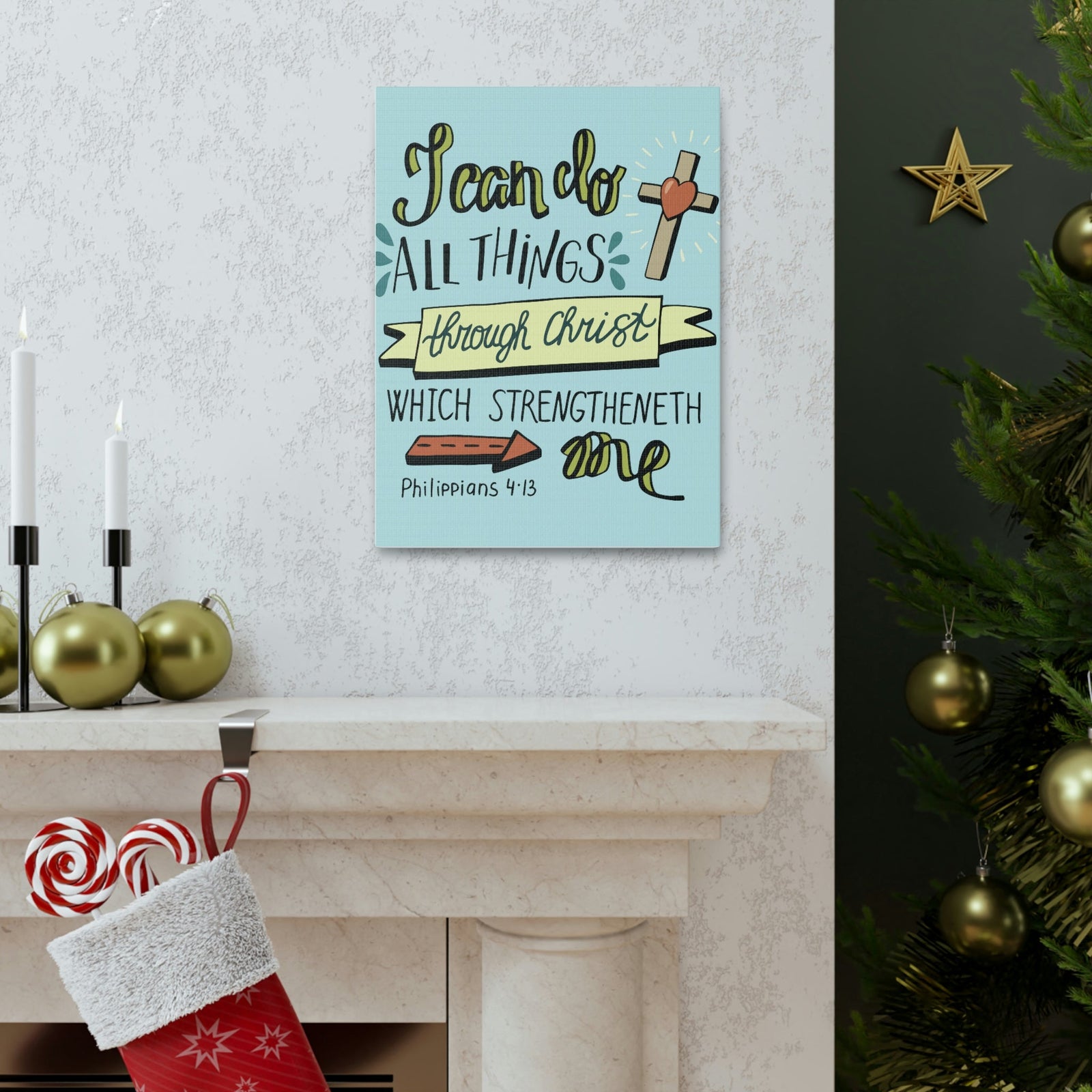 Scripture Walls I Can Do All Things Philippians 4:13 Colored Bible Verse Canvas Christian Wall Art Ready To Hang Unframed-Express Your Love Gifts