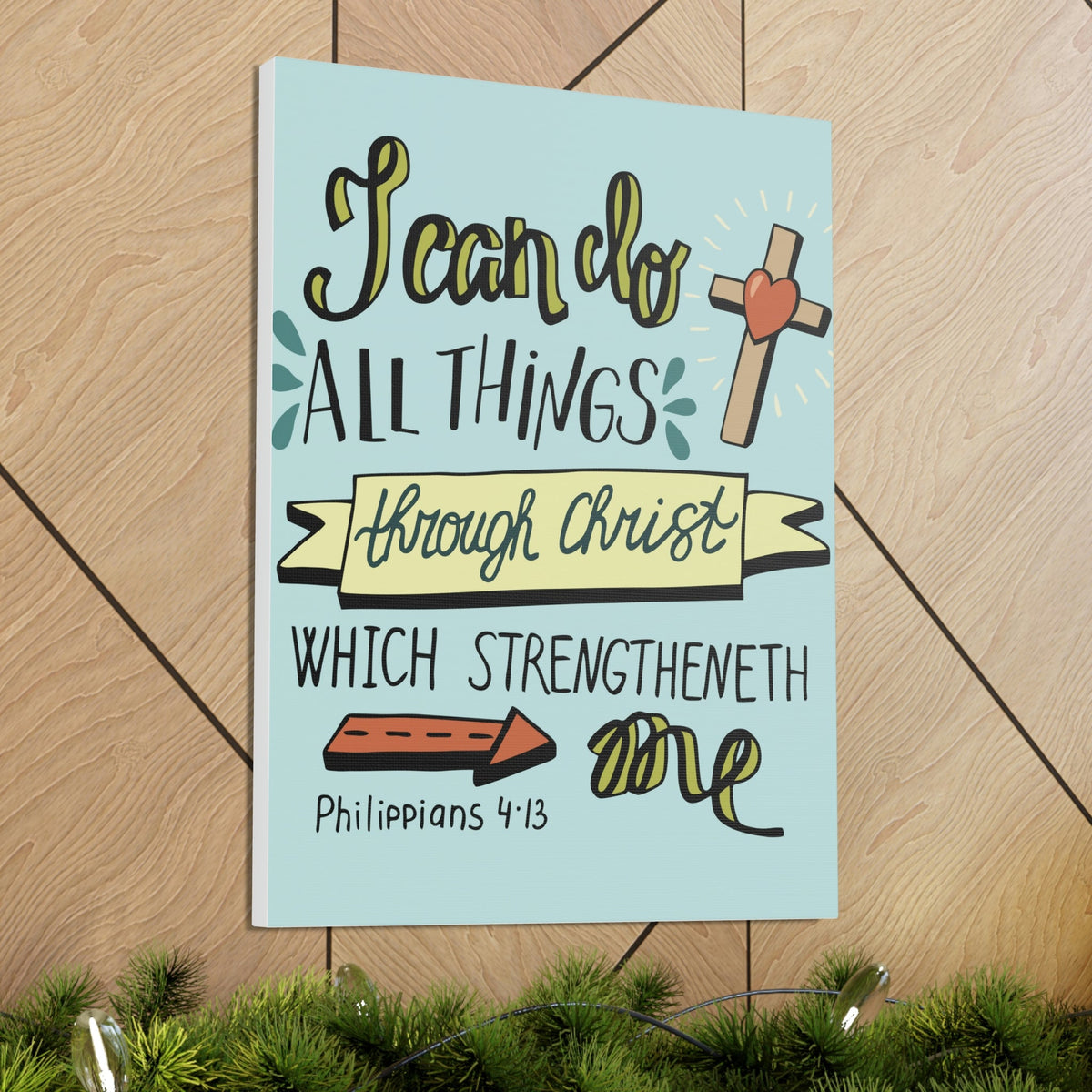 Scripture Walls I Can Do All Things Philippians 4:13 Colored Bible Verse Canvas Christian Wall Art Ready To Hang Unframed-Express Your Love Gifts
