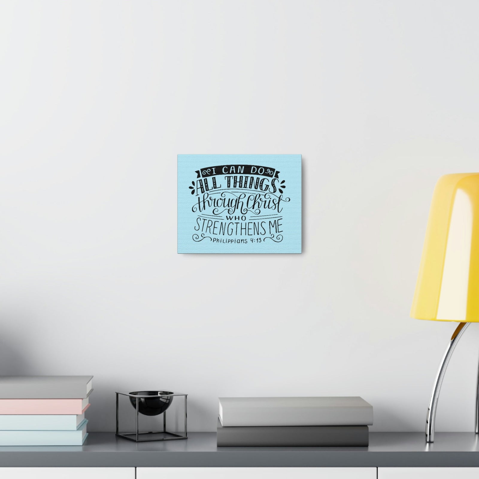 Scripture Walls I Can Do All Things Philippians 4:13 Sky Blue Christian Wall Art Bible Verse Print Ready To Hang Unframed-Express Your Love Gifts