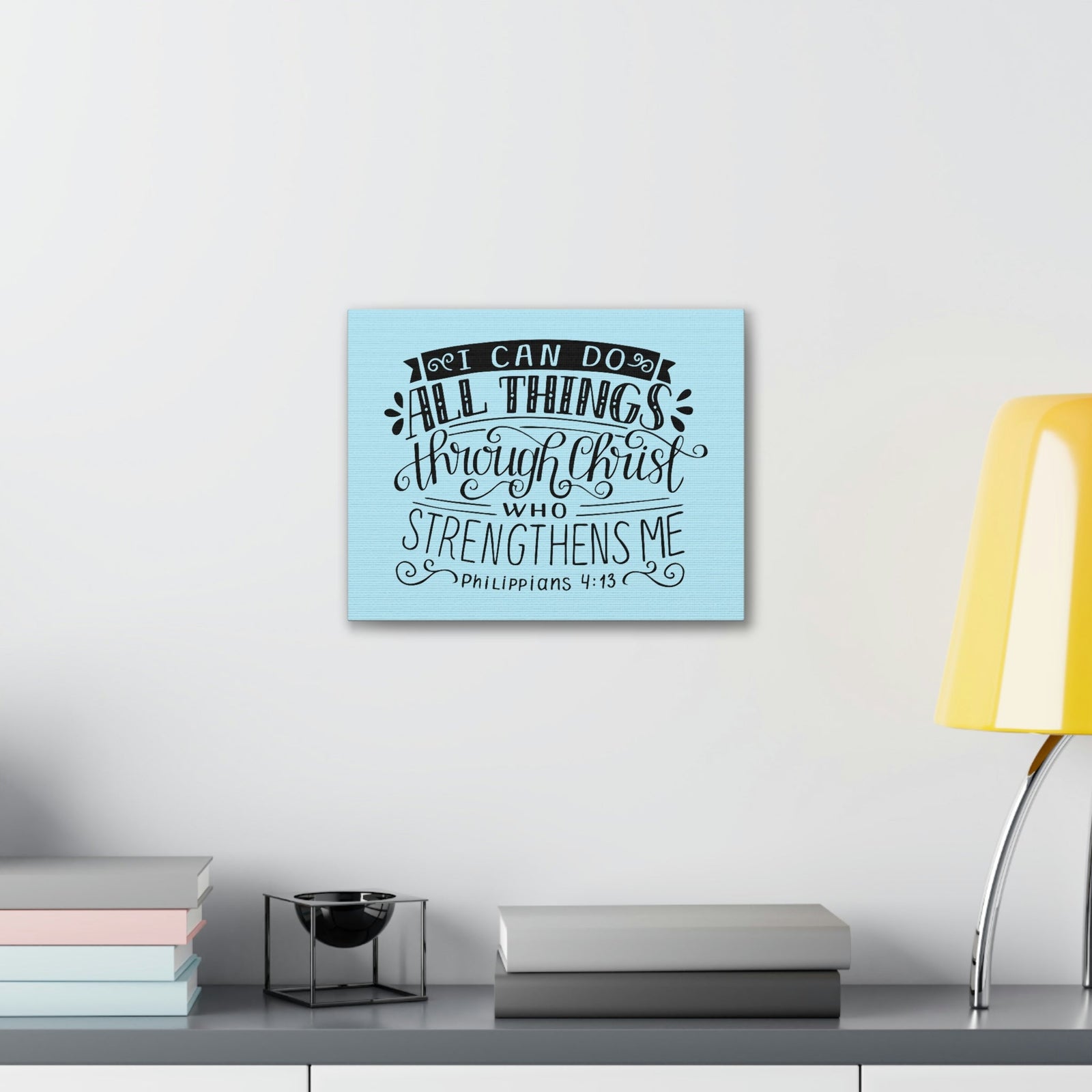 Scripture Walls I Can Do All Things Philippians 4:13 Sky Blue Christian Wall Art Bible Verse Print Ready To Hang Unframed-Express Your Love Gifts