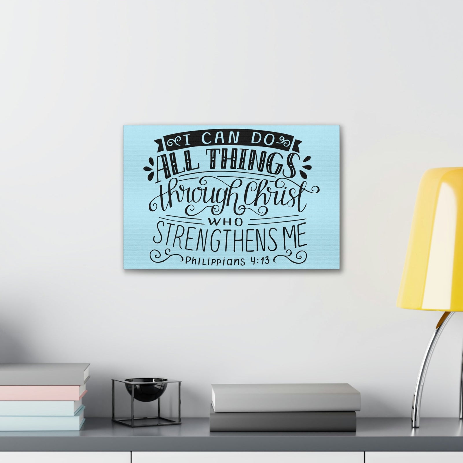 Scripture Walls I Can Do All Things Philippians 4:13 Sky Blue Christian Wall Art Bible Verse Print Ready To Hang Unframed-Express Your Love Gifts