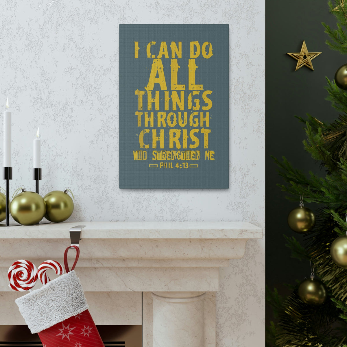 Scripture Walls I Can Do All Things Philippians 4:13 Yellow Bible Verse Canvas Christian Wall Art Ready To Hang Unframed-Express Your Love Gifts