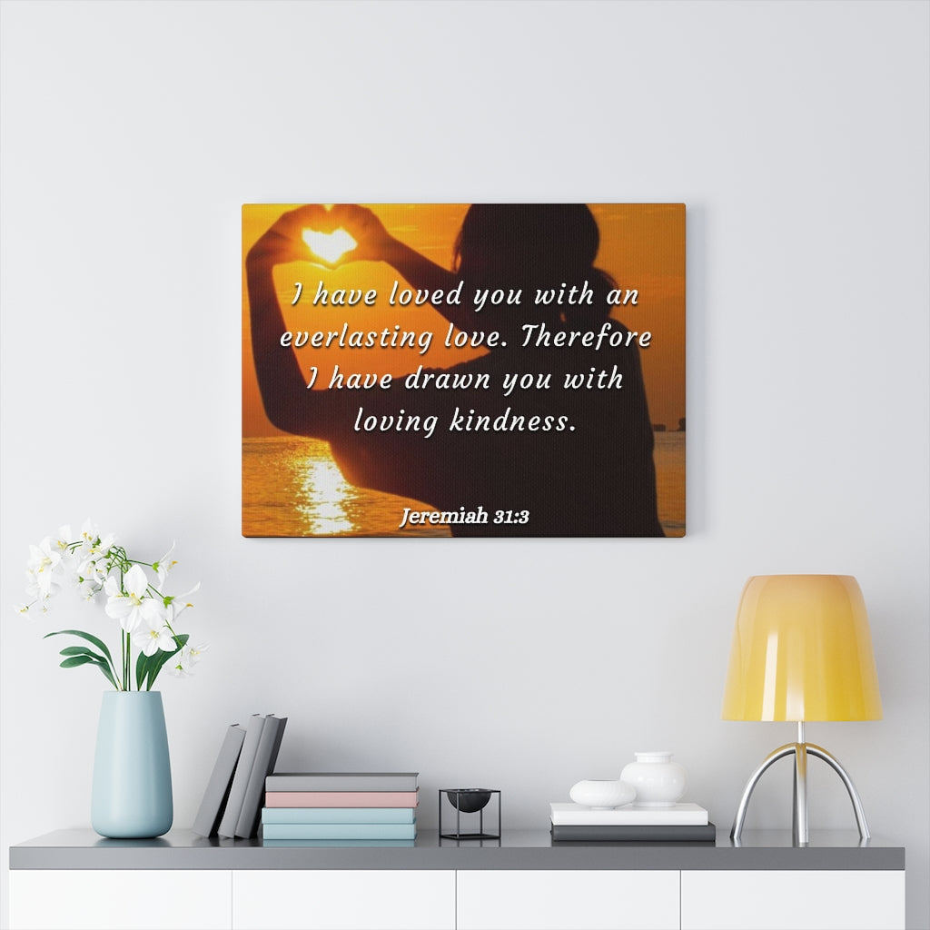 Scripture Walls I Have Loved You Jeremiah 31:3 Bible Verse Canvas Christian Wall Art Ready to Hang Unframed-Express Your Love Gifts