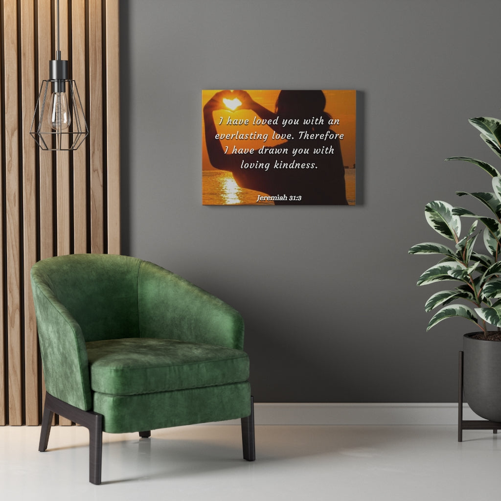 Scripture Walls I Have Loved You Jeremiah 31:3 Bible Verse Canvas Christian Wall Art Ready to Hang Unframed-Express Your Love Gifts