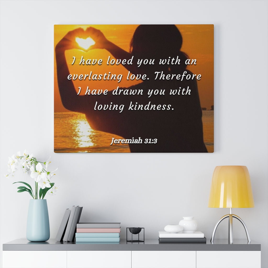 Scripture Walls I Have Loved You Jeremiah 31:3 Bible Verse Canvas Christian Wall Art Ready to Hang Unframed-Express Your Love Gifts