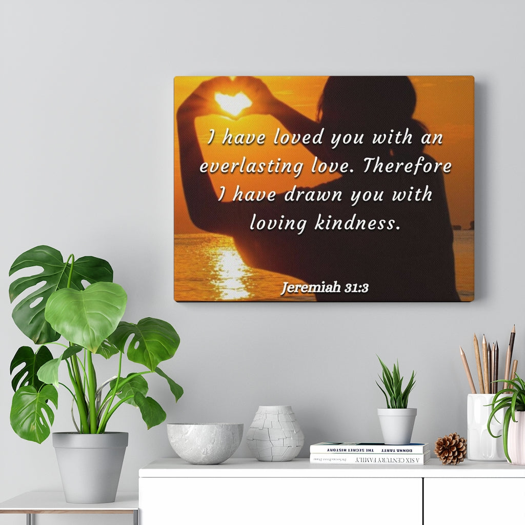 Scripture Walls I Have Loved You Jeremiah 31:3 Bible Verse Canvas Christian Wall Art Ready to Hang Unframed-Express Your Love Gifts