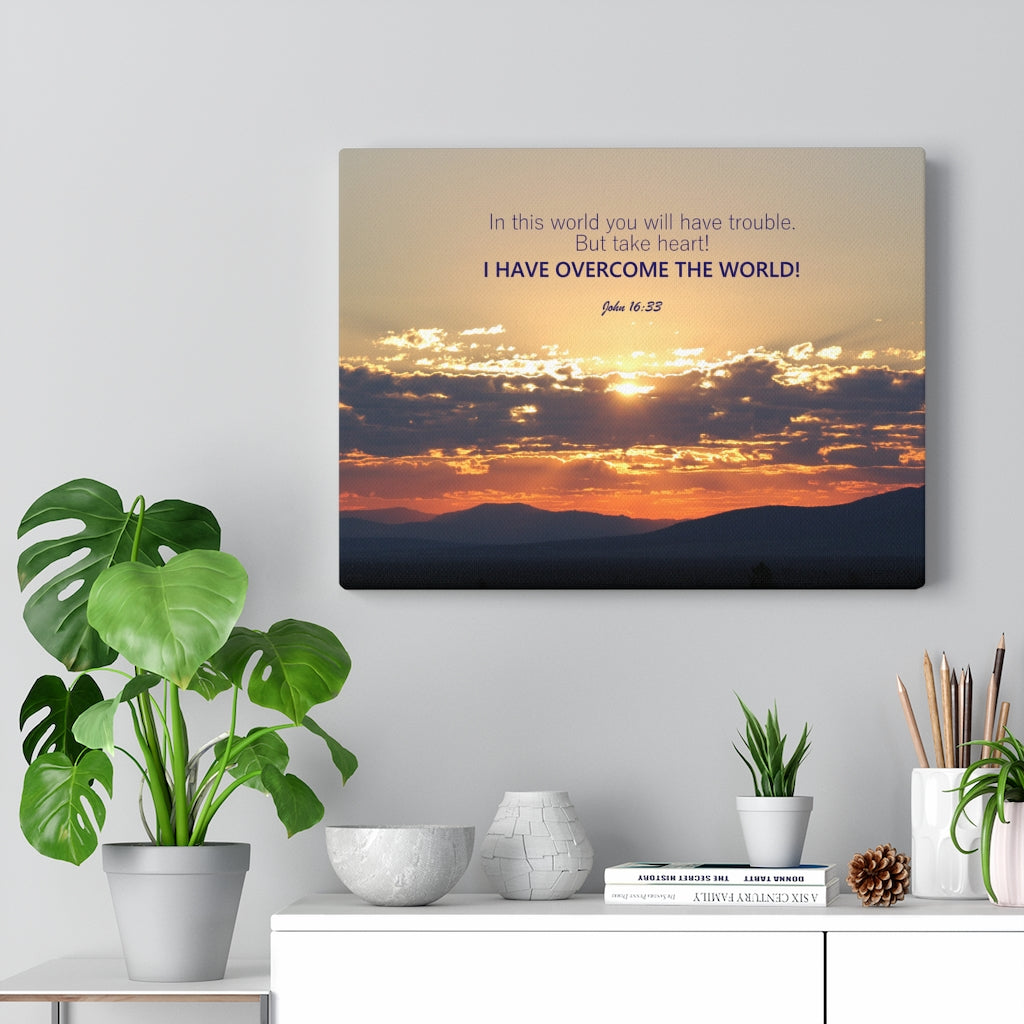 Scripture Walls I Have Overcome The World John 16:33 Bible Verse Canvas Christian Wall Art Ready to Hang Unframed-Express Your Love Gifts
