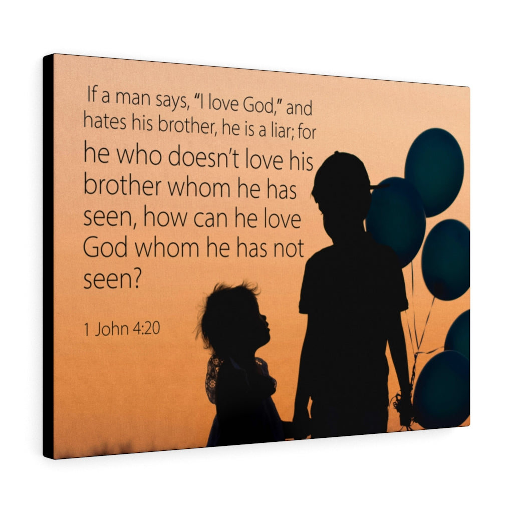 Scripture Walls I Love God 1 John 4:20 Bible Verse Canvas Christian Wall Art Ready to Hang Unframed-Express Your Love Gifts