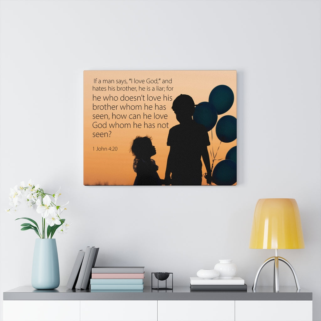 Scripture Walls I Love God 1 John 4:20 Bible Verse Canvas Christian Wall Art Ready to Hang Unframed-Express Your Love Gifts