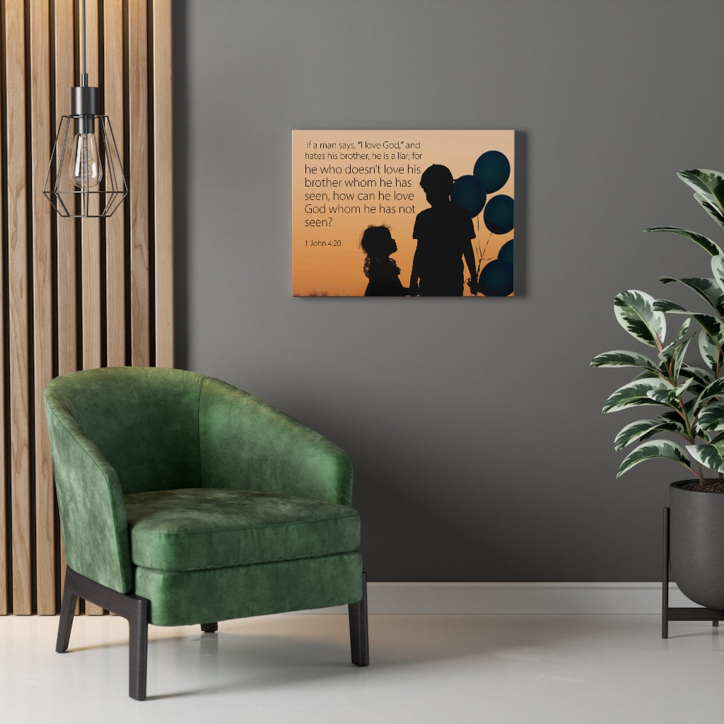 Scripture Walls I Love God 1 John 4:20 Bible Verse Canvas Christian Wall Art Ready to Hang Unframed-Express Your Love Gifts