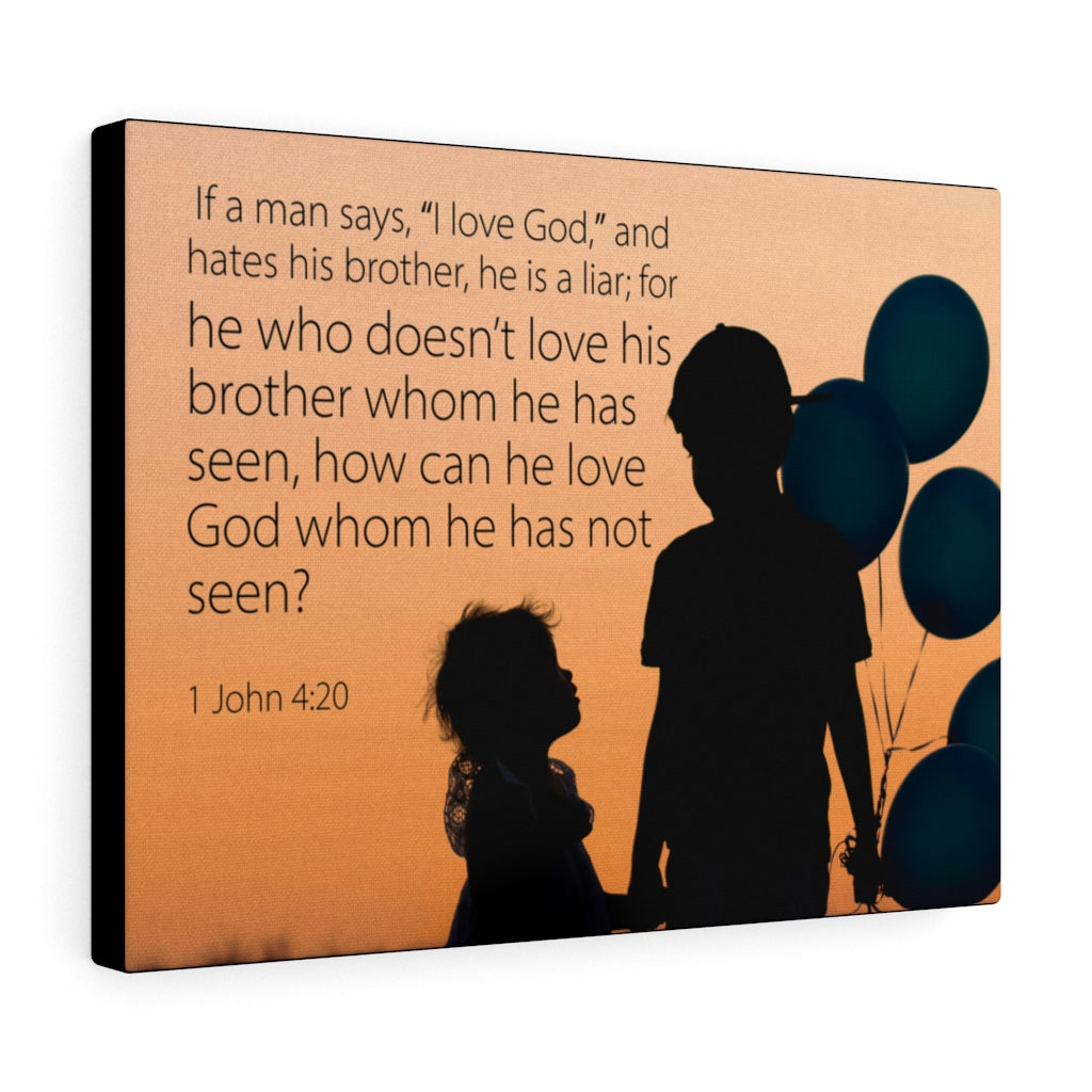 Scripture Walls I Love God 1 John 4:20 Bible Verse Canvas Christian Wall Art Ready to Hang Unframed-Express Your Love Gifts