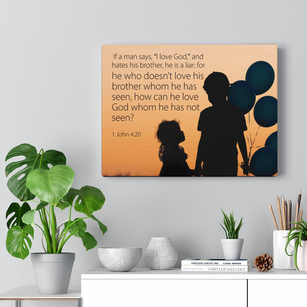 Scripture Walls I Love God 1 John 4:20 Bible Verse Canvas Christian Wall Art Ready to Hang Unframed-Express Your Love Gifts