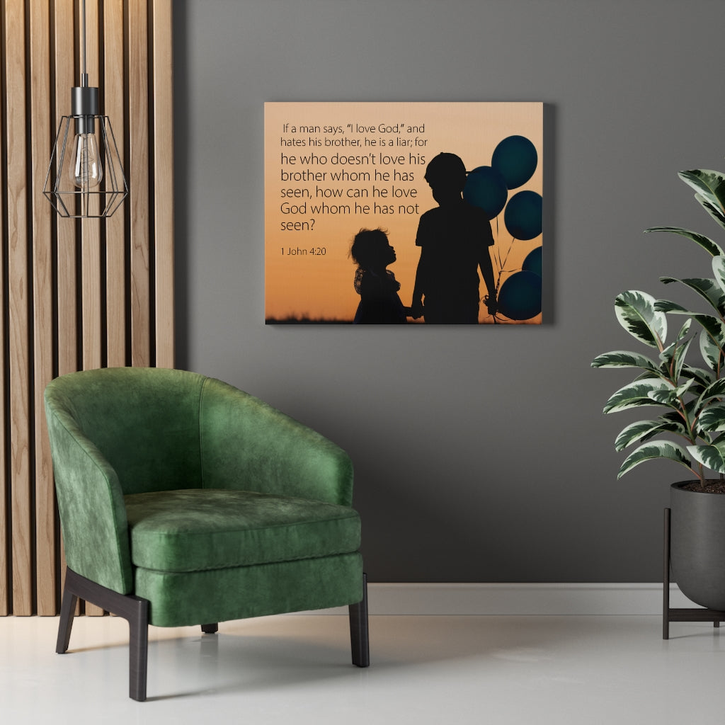 Scripture Walls I Love God 1 John 4:20 Bible Verse Canvas Christian Wall Art Ready to Hang Unframed-Express Your Love Gifts