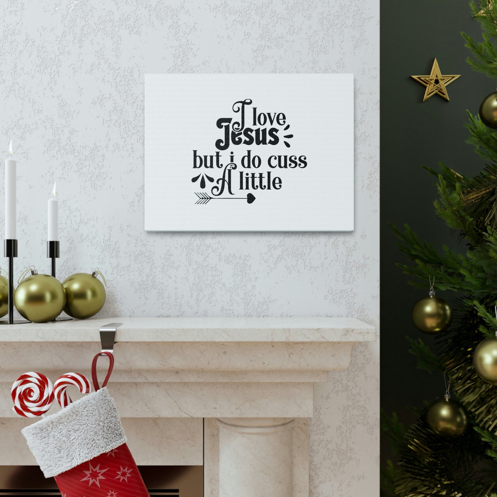Scripture Walls I Love Jesus But I Do Cuss A Little Romans 3:23 Christian Wall Art Bible Verse Print Ready to Hang Unframed-Express Your Love Gifts