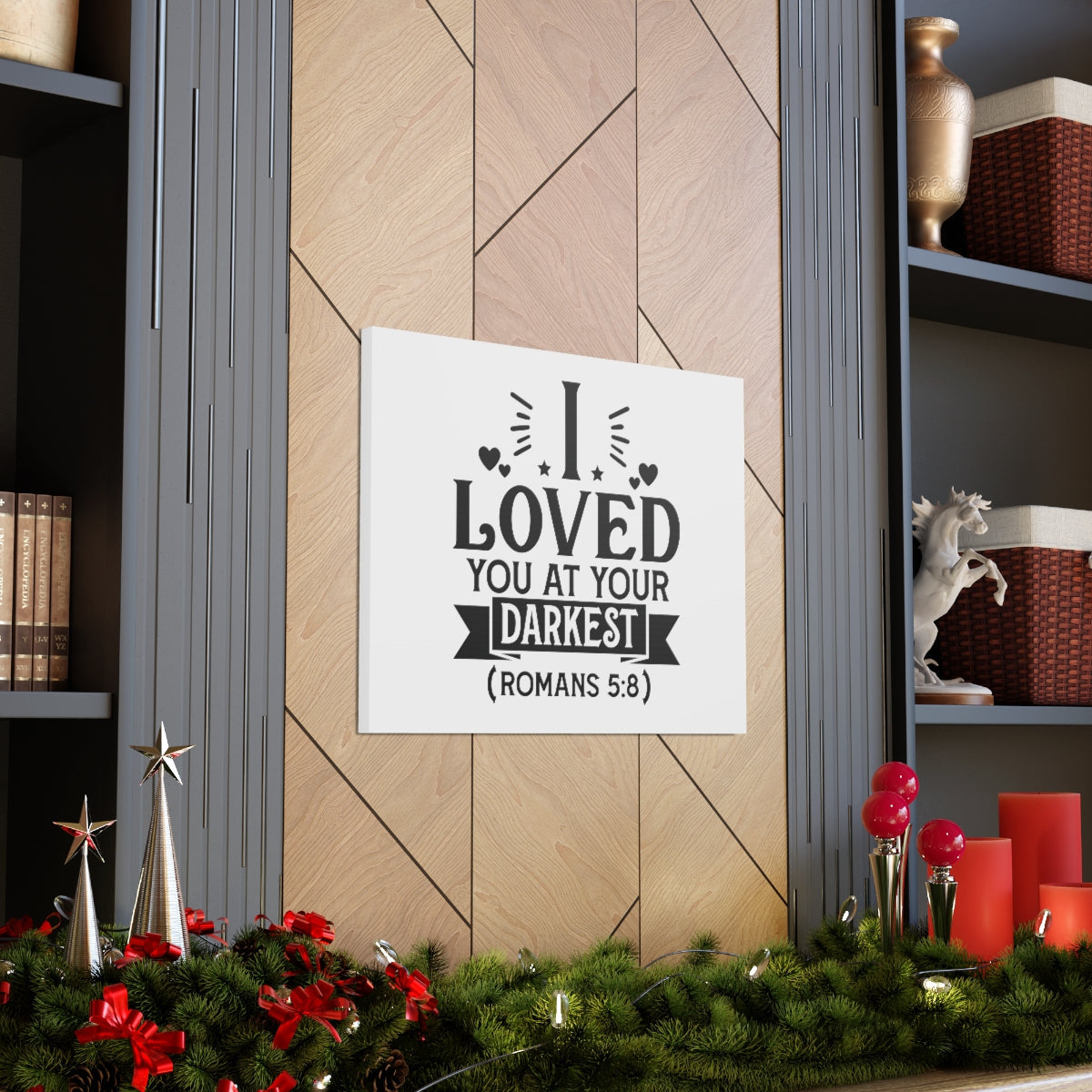 Scripture Walls I Loved You Romans 5:8 Shining Bible Verse Canvas Christian Wall Art Ready to Hang Unframed-Express Your Love Gifts