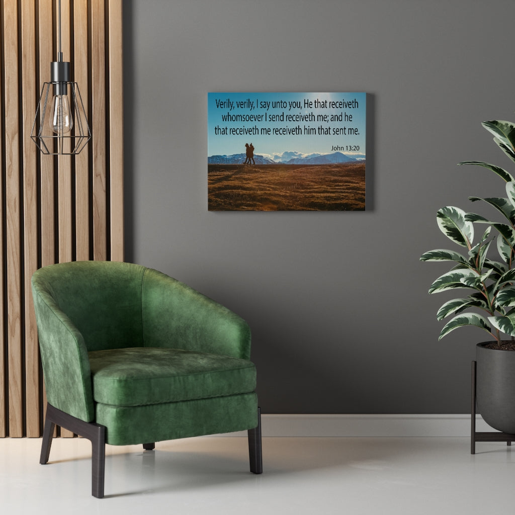 Scripture Walls I Say Unto You John 13:20 Bible Verse Canvas Christian Wall Art Ready to Hang Unframed-Express Your Love Gifts