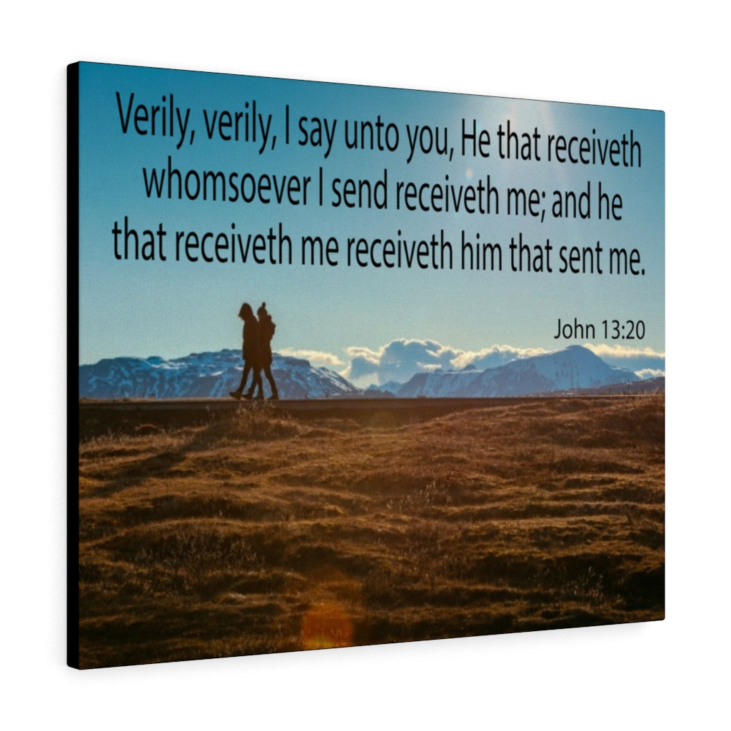 Scripture Walls I Say Unto You John 13:20 Bible Verse Canvas Christian Wall Art Ready to Hang Unframed-Express Your Love Gifts