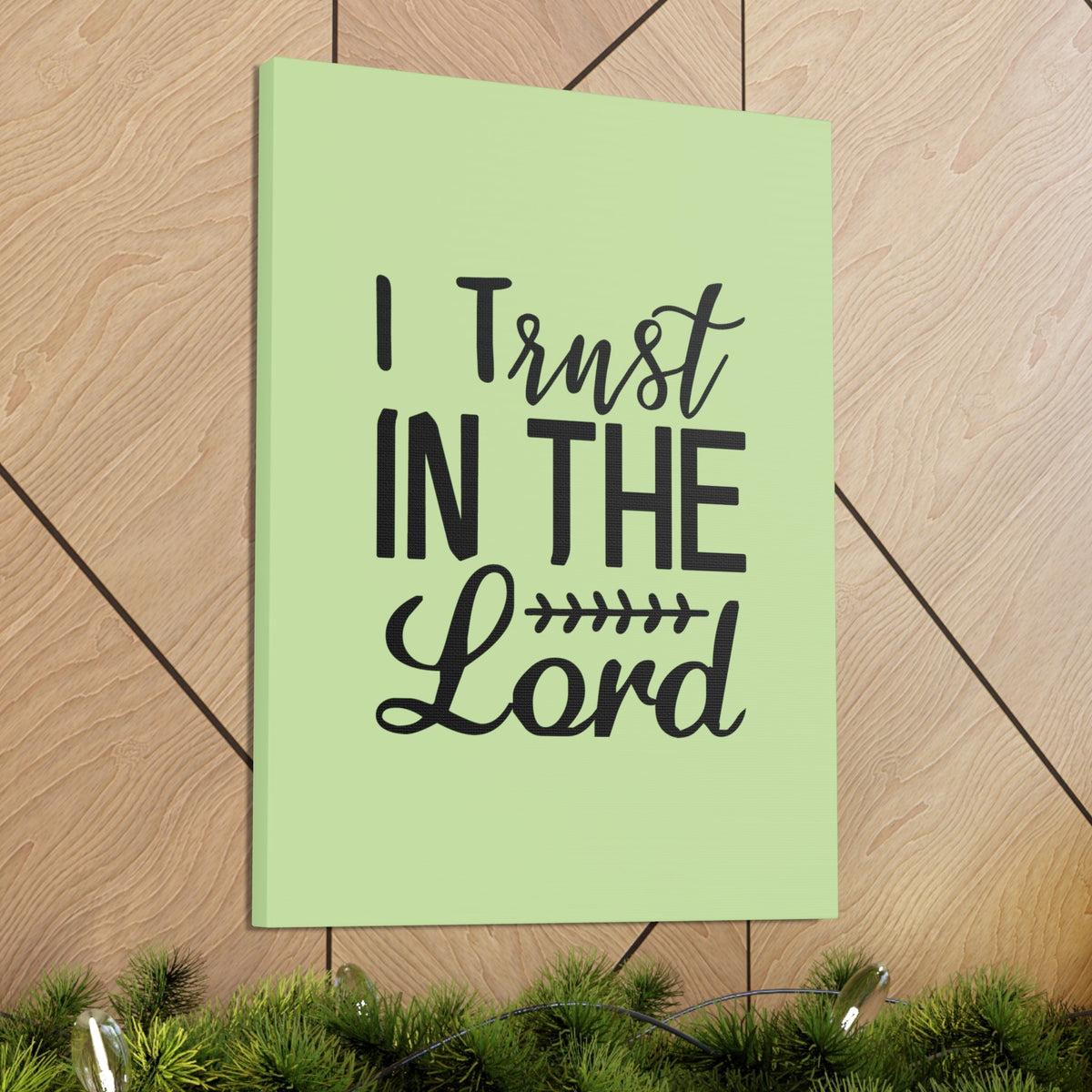 Scripture Walls I Trust In The Lord Leaf Green Proverbs 3:5 Bible Canvas Christian Wall Art Ready to Hang Unframed-Express Your Love Gifts