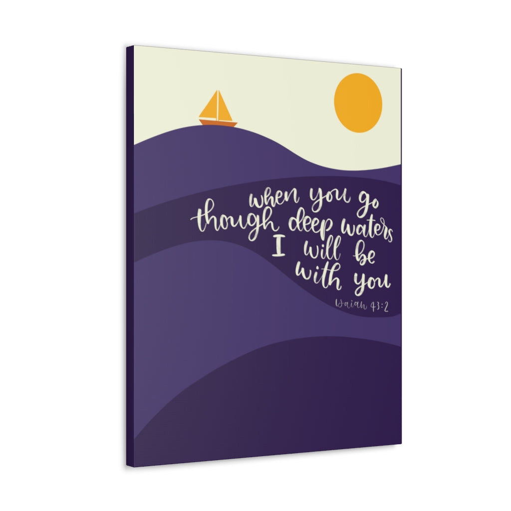 Scripture Walls I Will Be With You Sea Isaiah 43:2 Bible Verse Canvas Christian Wall Art Ready to Hang Unframed-Express Your Love Gifts