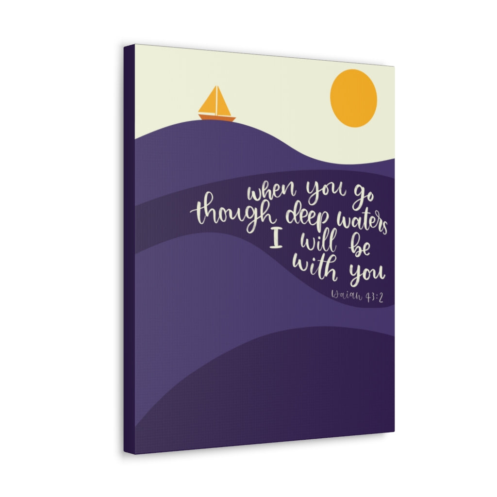 Scripture Walls I Will Be With You Sea Isaiah 43:2 Bible Verse Canvas Christian Wall Art Ready to Hang Unframed-Express Your Love Gifts