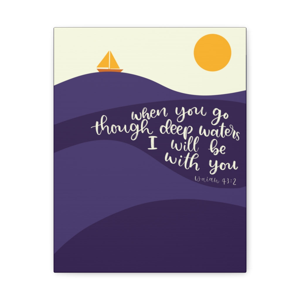 Scripture Walls I Will Be With You Sea Isaiah 43:2 Bible Verse Canvas Christian Wall Art Ready to Hang Unframed-Express Your Love Gifts
