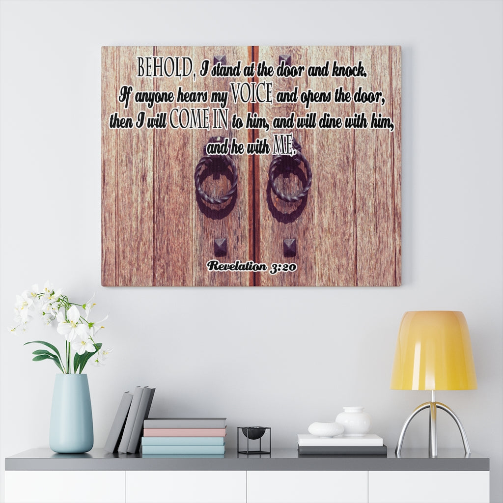 Scripture Walls I Will Come In Revelation 3:20 Bible Verse Canvas Christian Wall Art Ready to Hang Unframed-Express Your Love Gifts