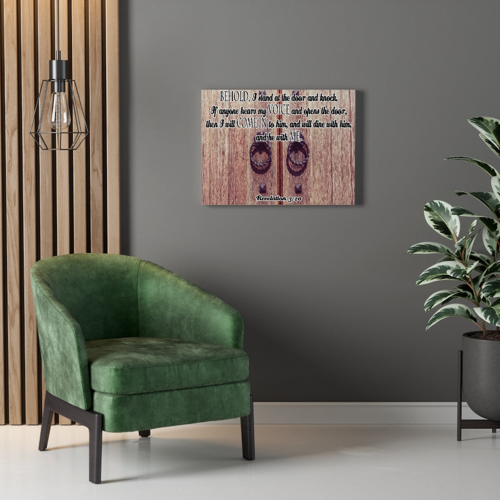 Scripture Walls I Will Come In Revelation 3:20 Bible Verse Canvas Christian Wall Art Ready to Hang Unframed-Express Your Love Gifts