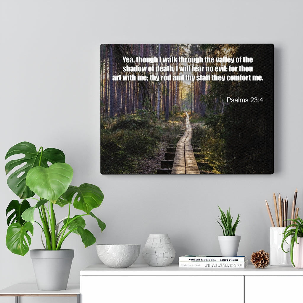 Scripture Walls I Will Fear No Evil Psalm 23:4 Bible Verse Canvas Christian Wall Art Ready to Hang Unframed-Express Your Love Gifts