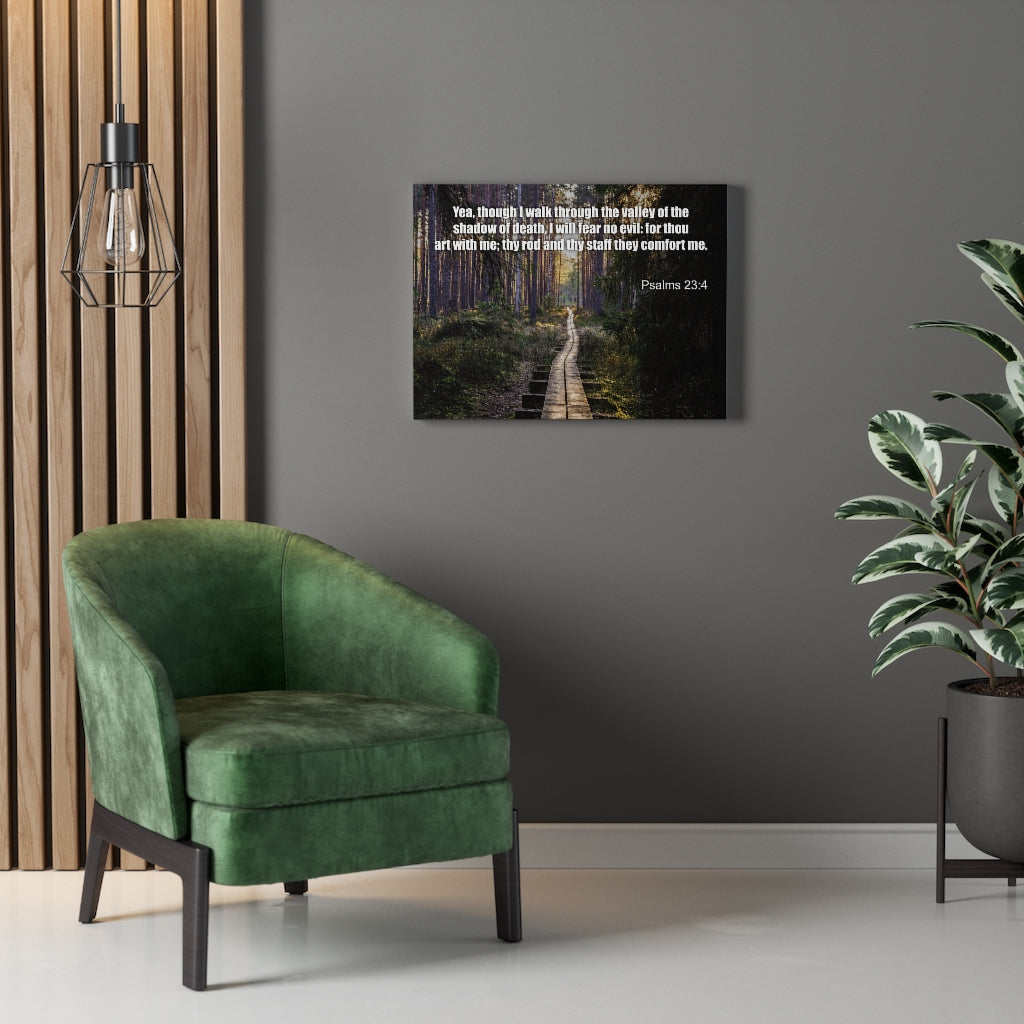 Scripture Walls I Will Fear No Evil Psalm 23:4 Bible Verse Canvas Christian Wall Art Ready to Hang Unframed-Express Your Love Gifts