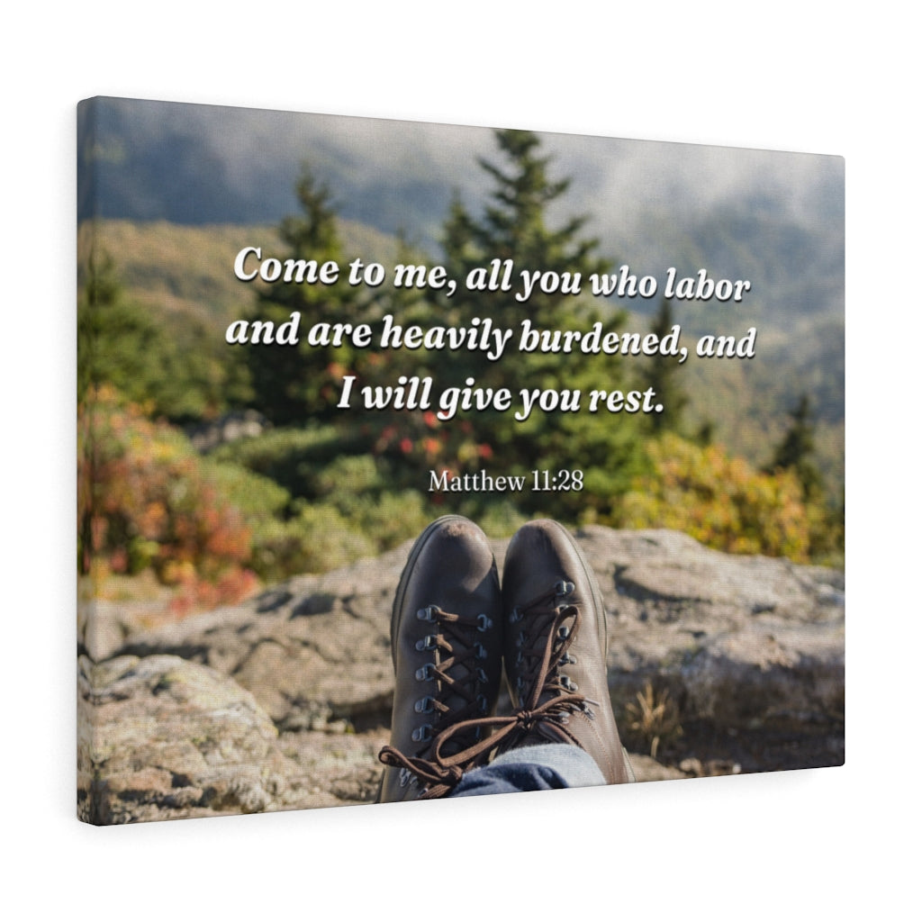 Scripture Walls I Will Give You Rest Matthew 11:28 Bible Verse Canvas Christian Wall Art Ready to Hang Unframed-Express Your Love Gifts