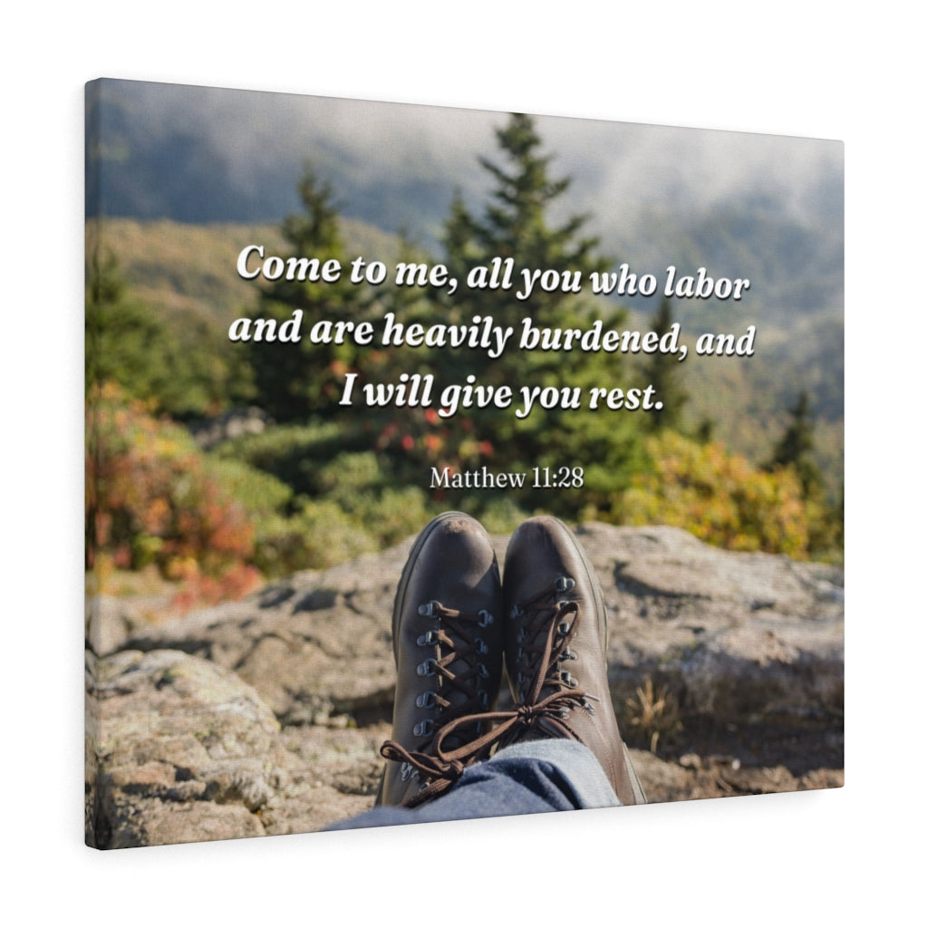 Scripture Walls I Will Give You Rest Matthew 11:28 Bible Verse Canvas Christian Wall Art Ready to Hang Unframed-Express Your Love Gifts