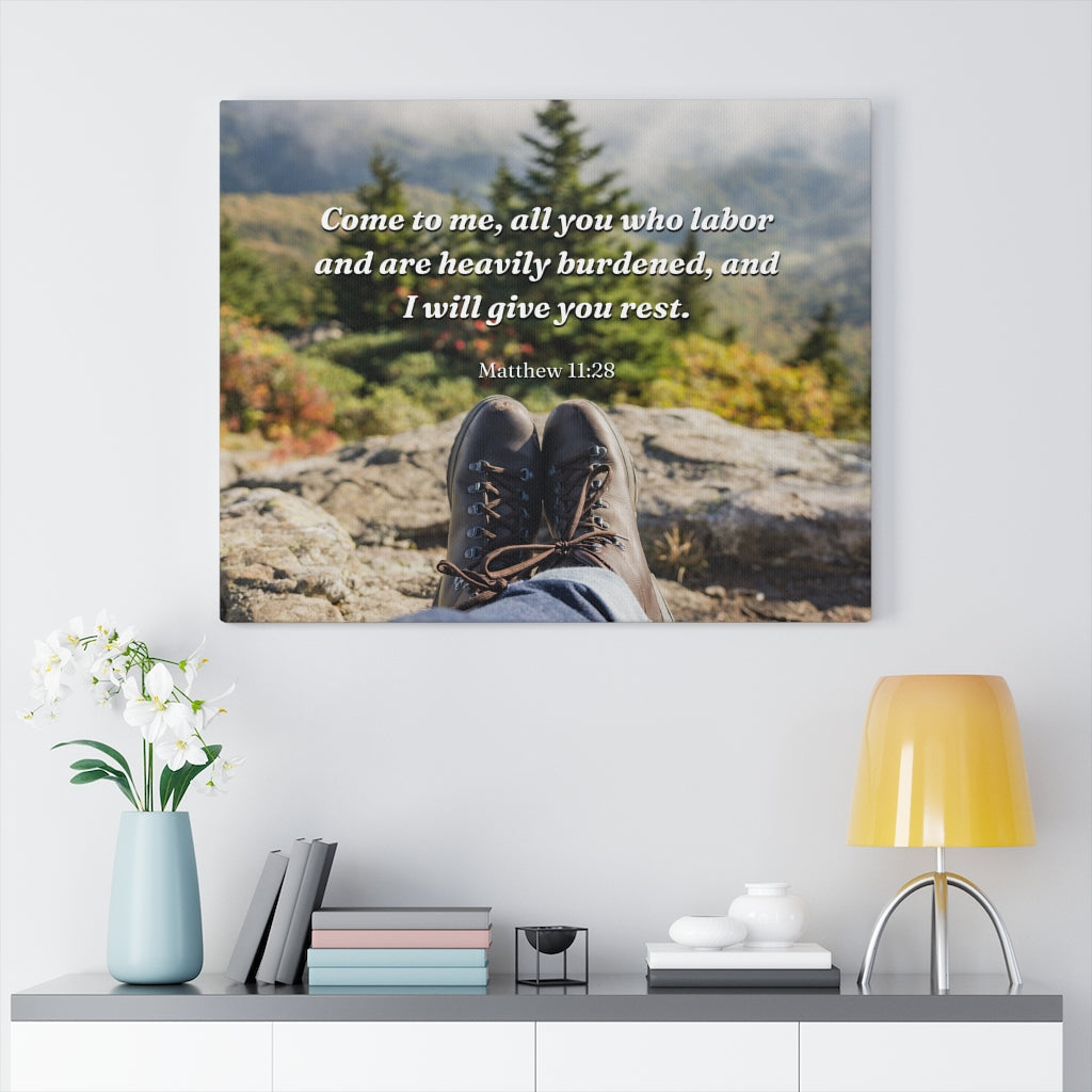 Scripture Walls I Will Give You Rest Matthew 11:28 Bible Verse Canvas Christian Wall Art Ready to Hang Unframed-Express Your Love Gifts